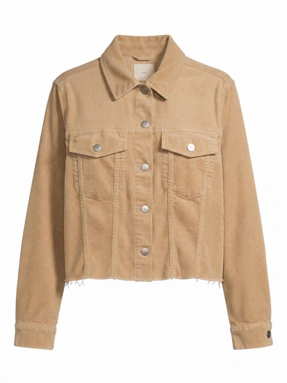 ... tgla... Tan Corduroy Raw Hem Cropped Shacket / Jacket Size L